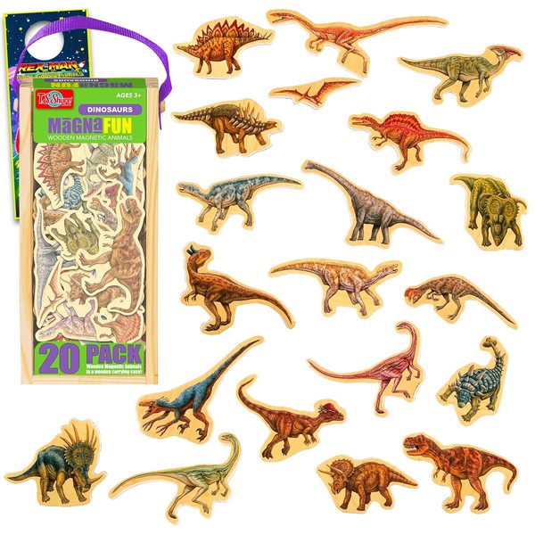 Refrigerator Magnets for Kids - Bundle with 20 Dinosaur Fridge