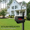 RAINHOL Black Metal Mailboxes for Outside Post Mount, Standard Mail
