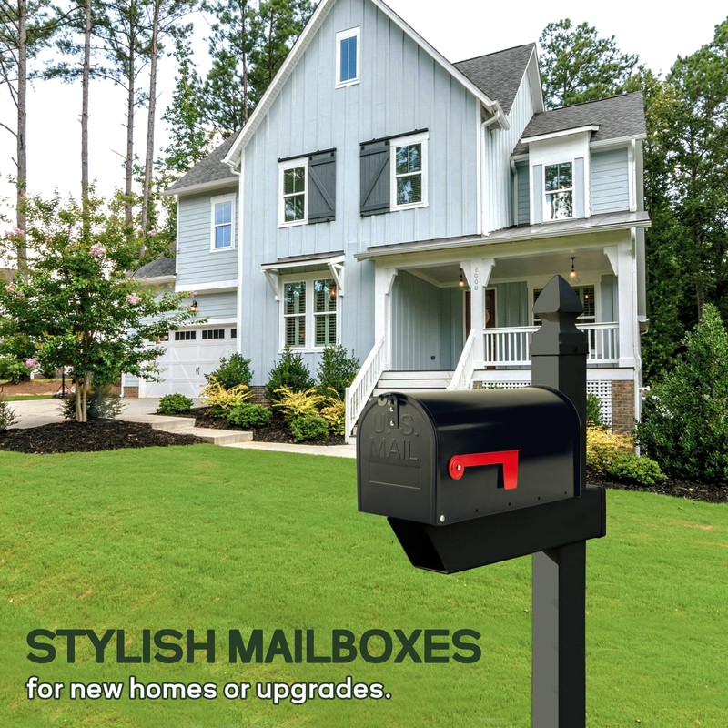 RAINHOL Black Metal Mailboxes for Outside Post Mount, Standard Mail
