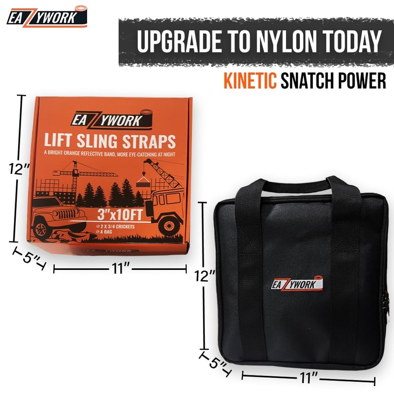 3”x10Ft Super Sturdy Lift Sling Straps 25000 Lbs Breaking Load