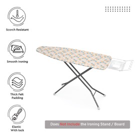 Encasa XO Ironing Board Cover and Pad - Thick 4mm Felt, Heat & Scorch-Resistant, Fits Wide Boards 49"x18", Elastic Bungee Cord Tightening, Easy Fit, Stain-Safe Dye, Triangles