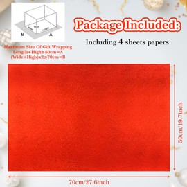 Solid Color Wrapping Paper Metallic Neutral, Gold/Silver/Red/Green Vibrant Color Grainy Gift Wrap Paper 4 Sheets for Scrapbook Birthdays Anniversary Christmas Holiday All-Occasion Gift Packing
