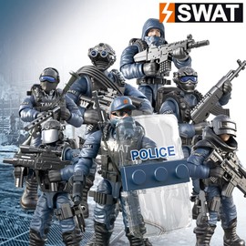 MEIEST SWAT Model Equipment Assembly Building Block Toy,8 PCS City Police Action Mini-Figures with Multiple Military Weapons Accessories,Party Favors Set for Boys and Man