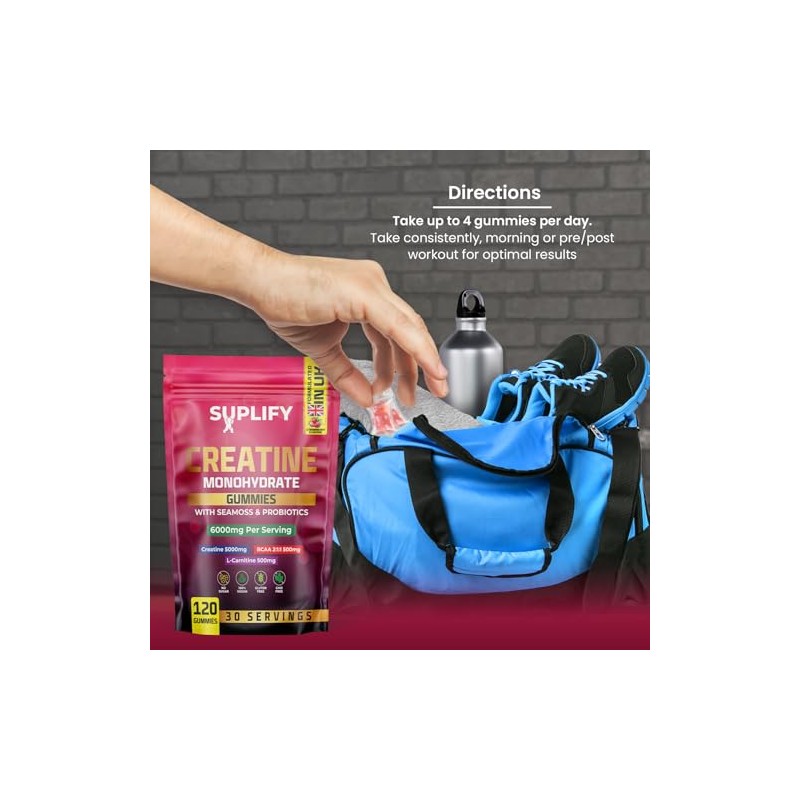 Creatine Monohydrate Gummies – 5000mg High-Potency | 120 Vegan Sugar-Free