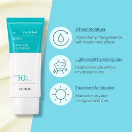 SCINIC Enjoy Super Mild Sun Essence 2 Set SPF50+ PA++++ 1.69 fl oz(50ml) | A Lightweight Hydrating Sun Essence That leaves No Sticky Feeling | Korean Skincare Facial Hyaluronic