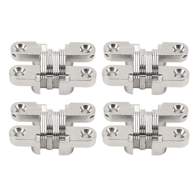 4Pcs Mini Zinc Alloy Cross Hidden Hinge 180 Degree Swing