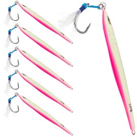 Uncle Mo Tackle - 120g Tuna Riser Fishing Jig, Pink Glow - Perfect for Saltwater Offshore - 5 -Pack