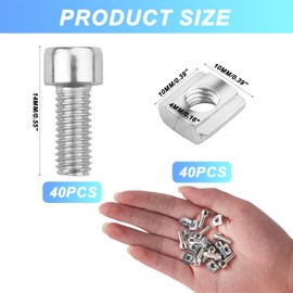 40 x T-Slot Nuts M5 Nut 6 Type B T-Slot Nut Set, T-Nut M5 T-Slot Nuts, Sliding Nuts M5 Sliding Nuts T Nut Slide Rail for Aluminium Profile Extrusion Slot Standard 2020 Series & 40 Screws