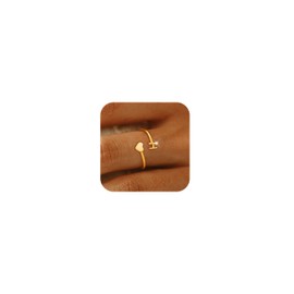 Initial Ring Gold Heart Rings for Women Non Tarnish Chunky Gold Rings Gold Letter Rings Heart Initial Rings Stackable Rings Adjustable Pinky Rings for Birthday Jewerly Stocking Stuffers Gifts