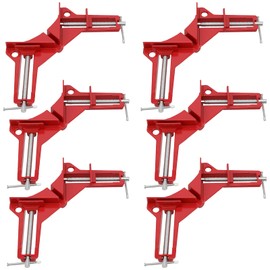 FUNSUEI 6 PCS 90 Degree Corner Clamp Set, Right Angle Clamps, Steel Corner Clamps for Woodworking Right Angle Clip Fixer for Glass Holder, Picture Frame, Hand Tools, Red