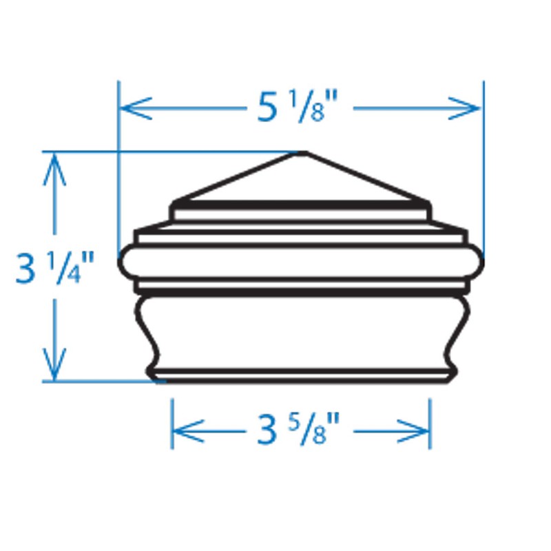 Woodway Small Copper Pyramid Post Cap, fits 3.5" Post, with