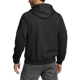 CQR Men's Winter Fleece Pullover Hoodies, Thermal Long Sleeve Hooded Sweatshirt, Cotton-Blend Outdoor/Tactical Shirts, Fleece Ripstop Pannel Full-Zip Black, X-Large
