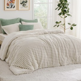 Bedsure Fluffy Comforter Set Twin - Super Soft Faux Fur Bed Set Linen, All Seasons Warm Plush Fleece Bedding, 2 Pieces, 1 Shaggy Fuzzy Twin Size Comforter with 1 Pillowcase