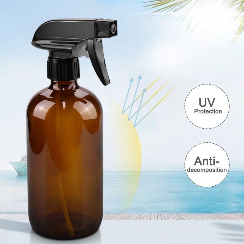 Worldgsb Glass Spray Bottles, 16oz Amber Glass Spray Bottles with