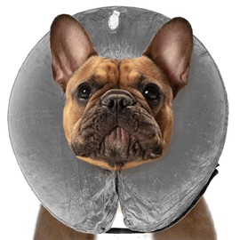 SIMENA Cat and Dog Surgery Recovery Collar, Inflatable Recovery Cone for Dogs and Cats, Protective Adjustable Cone to Prevent from Biting and Scratching, Comfy Pet Collar (Grey, Small)