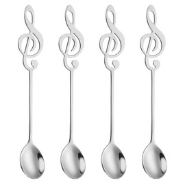 4 Pcs Stainless Steel Coffee Teaspoon - Musical Note Spoons for Dessert and Stirring