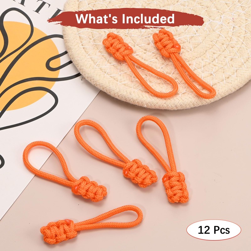 TIXIPEM Zipper Pull Replacement [12PCS] - Extender Woven Rope Zipper