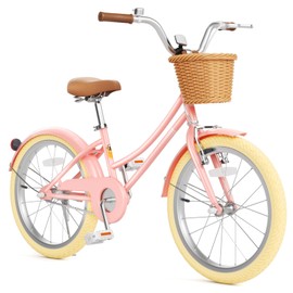 67i Girls Cruiser Bike 12-20 Inch Dual Suspension Comfort Bike with Basket & Reflective Film - Adjustable Seat & Handlebar for Ages 3-12 (Pink, 20 inch)