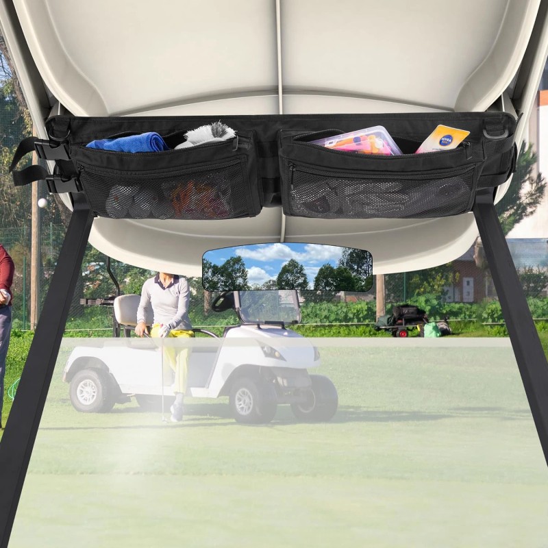 PGmoon Golf Cart Ceiling Storage Bag, Golf Cart Overhead Organizer