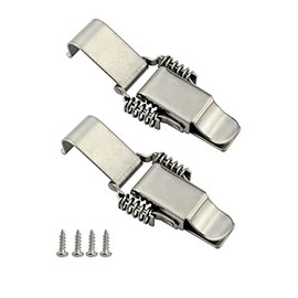 Stainless Steel All in one Double Spring Locking Latch hasps Chest Toggle Catch Clasp Furniture Hardware Accessories w/Screws (2, L)