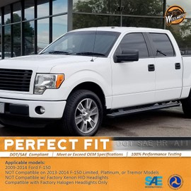 WEELMOTO Headlights Assembly for 2009-2014 Ford F150 Headlights Headlamp Replacement Chrome Housing Left+Right Set (Does NOT fit factory HID models)