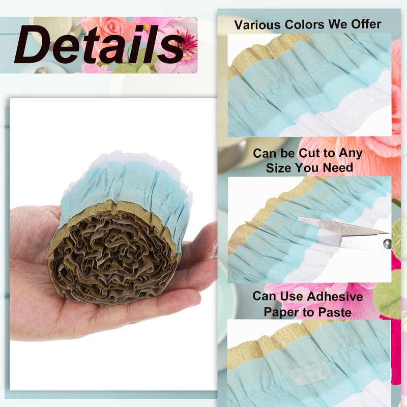 MECCANIXITY 2 Pcs Crepe Paper Streamers, 9.84ft Streamer Decoration Paper