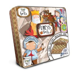 My First Games, Chess for Children and Families, Classic Board Games in a Metal Box, Toy Figures Made of Wooden Figures, Education and Fun, for 2-4 Players