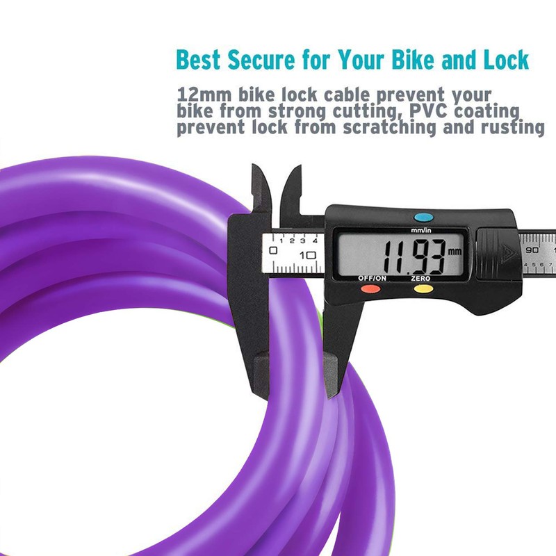 IDEALUX Sport Bike Lock Cable, 4-Feet Bicycle Cable Lock with