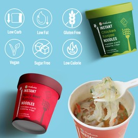 Hethstia Konjac Noodle, 6-Pack Pre-cooked Low Carb Shirataki Pho Soup Variety Flavor (Chicken, Spicy Curry, Spicy Beef)- Low-Calorie, Sugar-Free, Vegan, Gluten-Free, 34.32oz Keto-Friendly Asian Meal