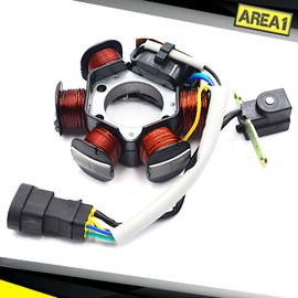 Area1 Replacement Alternator Stator for 50 cc from Year of Manufacture 99 - For NRG TPH Zip Liberty Free, Runner, ET2 LX LXV S Primavera, SR 50R Scarabeo Sportcity Motard GP1
