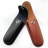 Jingelmall Pocket Knife Sheath Black Genuine Leather Belt Case Universal