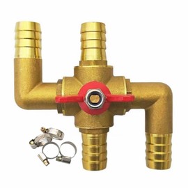 Farady Automobile Integrated 4-Way Heating Water Manual Control Valve Solid Brass Car Heater Air Conditioning Ball Valve with 4 Clamps 3/4"(19mm)