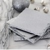 T. VICTORIA Silver Glitter Shimmer Slate Square Stone Drink Coasters