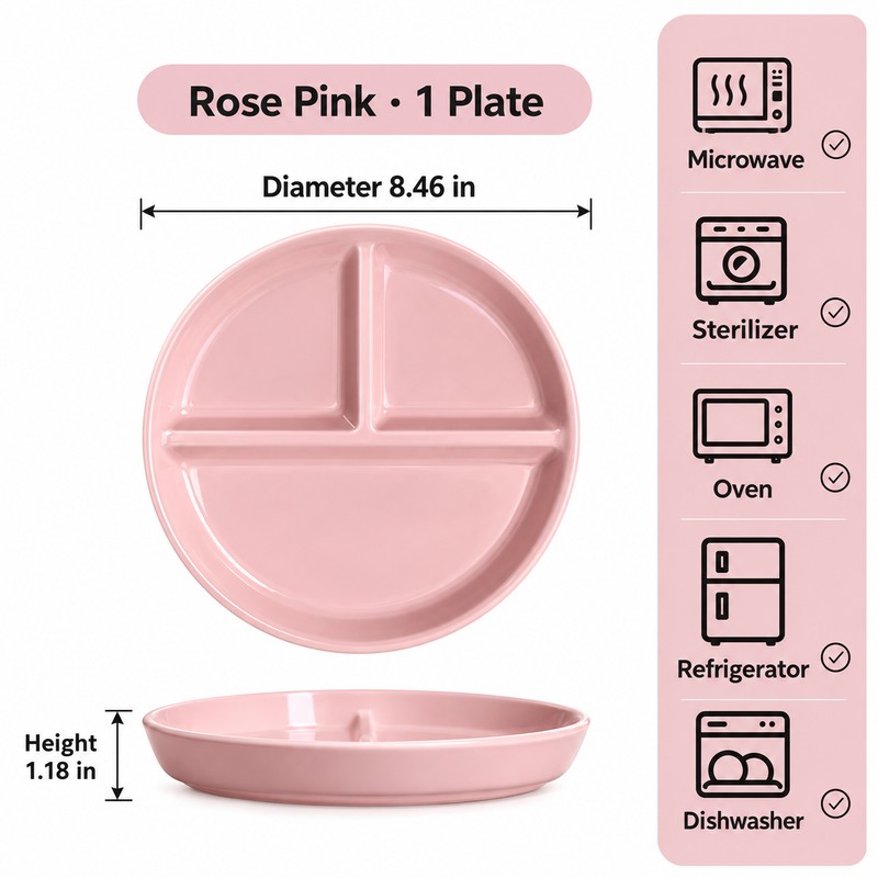 Ceramic Divided Plate Set for Everyday Meals – 3-Section Serving