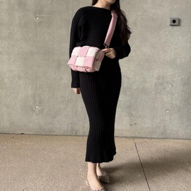 NAARIIAN Puffer shoulder bag Nylon padded woven handbag designer crossbody dupes women down purse, White Pink, Small