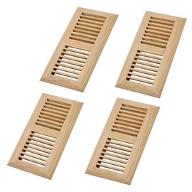 4 Pcs Pack Hardwood White Oak Floor Register, Drop in Vent Cover, 4x10 Inch, with Damper, Unfinished