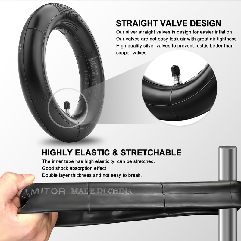 Amitor 10 x 2 E Scooter Hose, 10 Inch Hose,