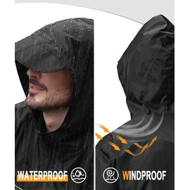 GEEK LIGHTING Men's Waterproof Hooded Rain Jacket, Lightweight Raincoat for Outdoor Camping Hiking Running Travel