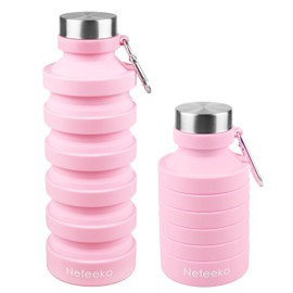 Nefeeko Collapsible Water Bottle, 27oz Reuseable BPA Free Silicone Foldable Water Bottles for Travel Gym Camping Hiking, Portable Leak Proof Sports Water Bottle with Carabiner