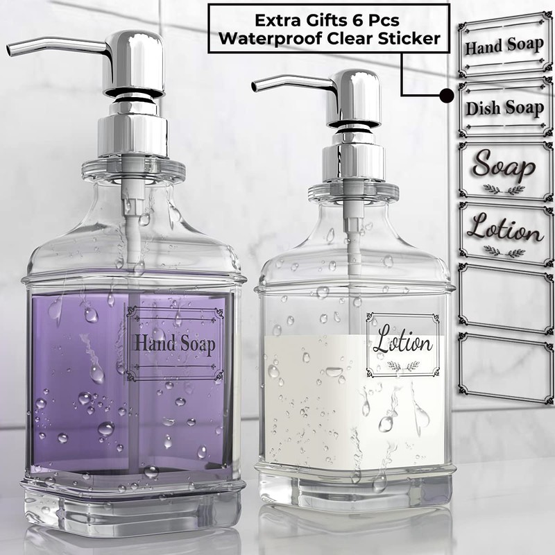 GLADPURE Soap Dispenser - 2 Pack, 18 Oz Antique Design