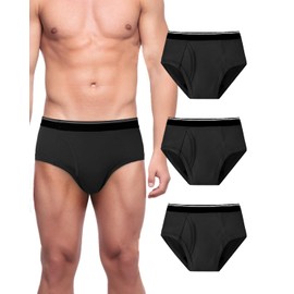 TIICHOO Men Incontinence Underwear Washable Soft Incontinence Briefs with Front Fly Leakproof 5 Pack(Large,Black)