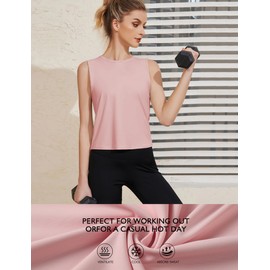 Ice Silk Workout Tank Tops for Women Gym Womens Athletic Tops Loose Fit Running Tank Sleeveless Cool Sun Protection Pink