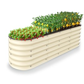 Nossta Raised Garden Beds 8 X 2 X 1.4Ft, Galvanized Raised Garden Beds Outdoor Planter Box for Vegetables, Gardening, Flowers, Fruits etc (Ivory)