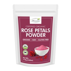 Polvo de pétalos de rosa orgánicos - 114 gramos (4 oz) Tónico natural para la piel, sin colorantes ni conservantes artificiales, polvo de rosa...     