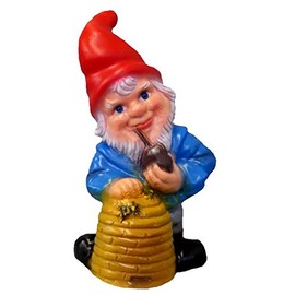 Gartenzwerg mit Bienenkorb Höhe 33 cm Deko Zwerg aus Kunststoff