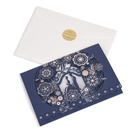 Jofanza 50PCS Laser Cut Floral Wedding Invitations with Butterfly and Envelopes 5" x 7.2" Navy Blue Butterfly Invites Cards for Wedding Engagement Anniversary