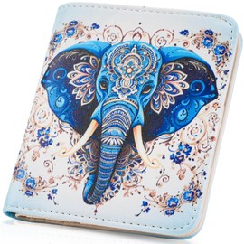 APHISON Purses for Women Small Wallet with Zipper RFID Blocking Slim Vegan Leather Wallet Bifold Card Holder Coin Pocket Ladies Purse with ID Window Blue Elephant
