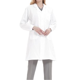 Dorimifa Women's Laboratory Coat, Cotton Chemistry, White Women's Laboratory Coat, Student, Work Wear, White, S