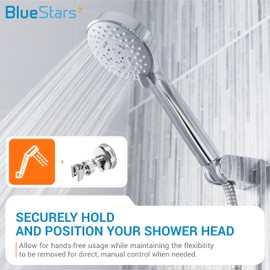 BlueStars 360° Adjustable Suction Shower Head Holder Bracket - Relocatable Handheld Showerhead and Wall Mounted Suction Bracket - for Bathroom - Pack of 2