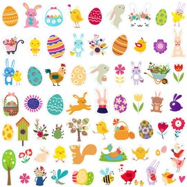 300 Pcs Easter Stickers for Kids, Easter Egg Bunny Stickers, Self-Adhesive Stickers for Easter Basket Stuffers Party Favors Decorations Gift Supplies